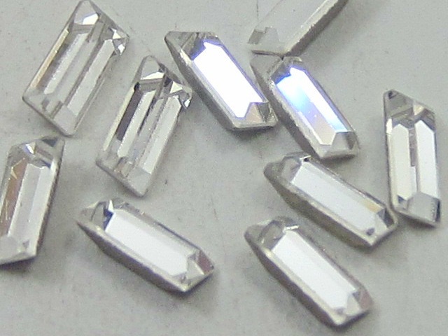 3X1mm BAGUETTE 12pcs. CRYSTAL STAR BRIGHT POINTED BACK Rhinestones